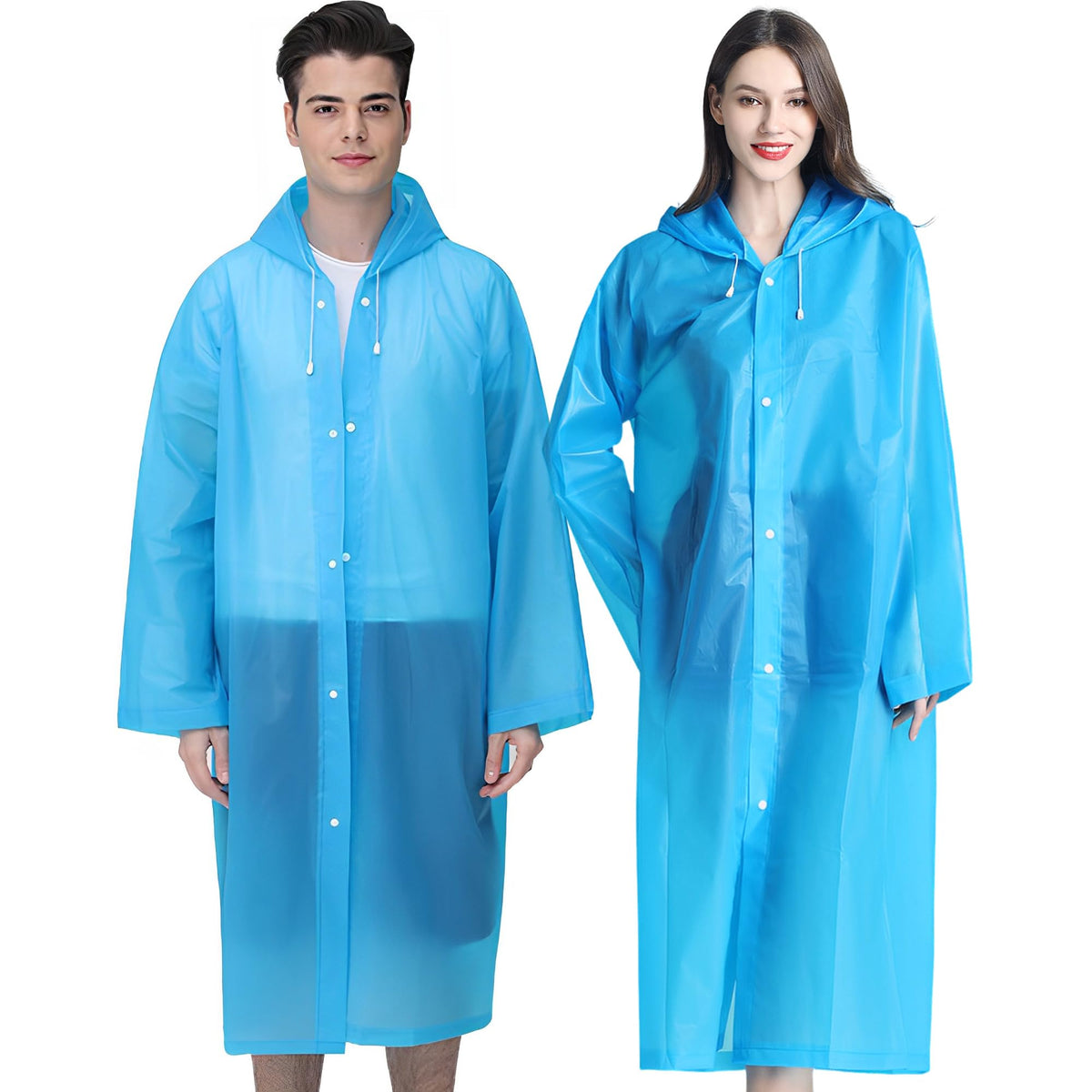 Cosowe Rain Ponchos for Adults Reusable, 2 Pcs Raincoats Emergency for Women Men with Hood and Drawstring