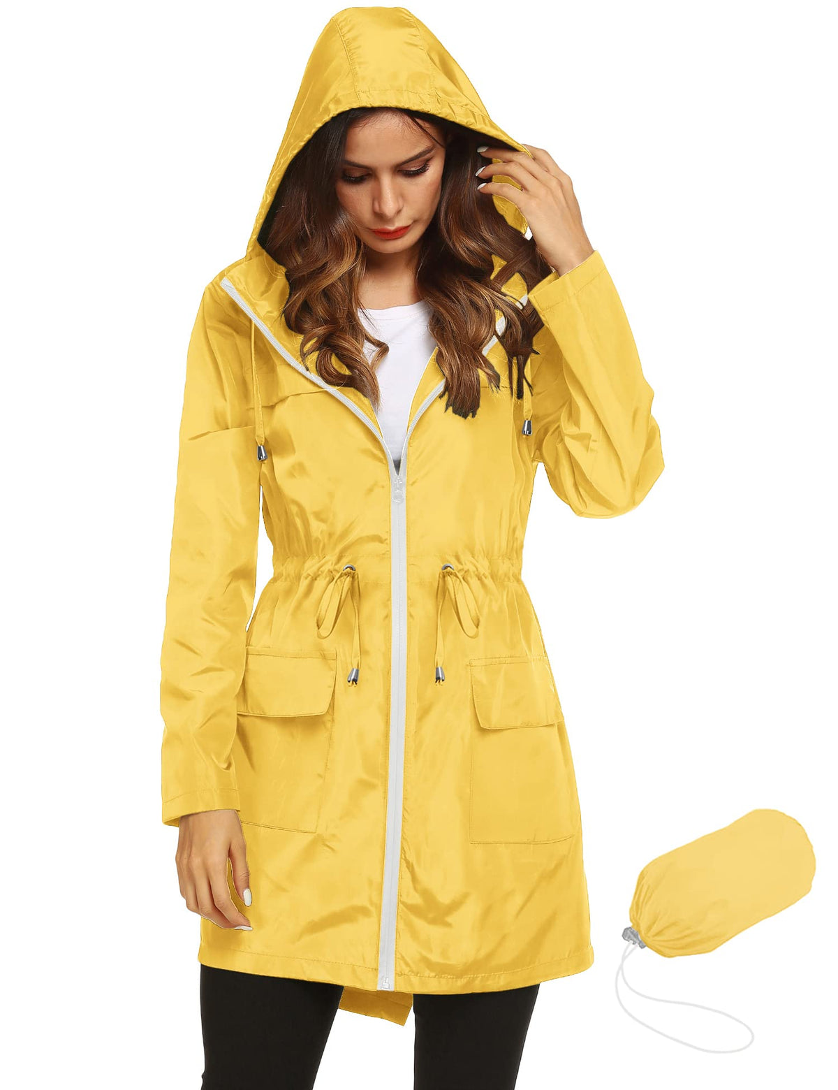 Lomon Women Waterproof Lightweight Rain Jacket Active Outdoor Hooded Raincoat
