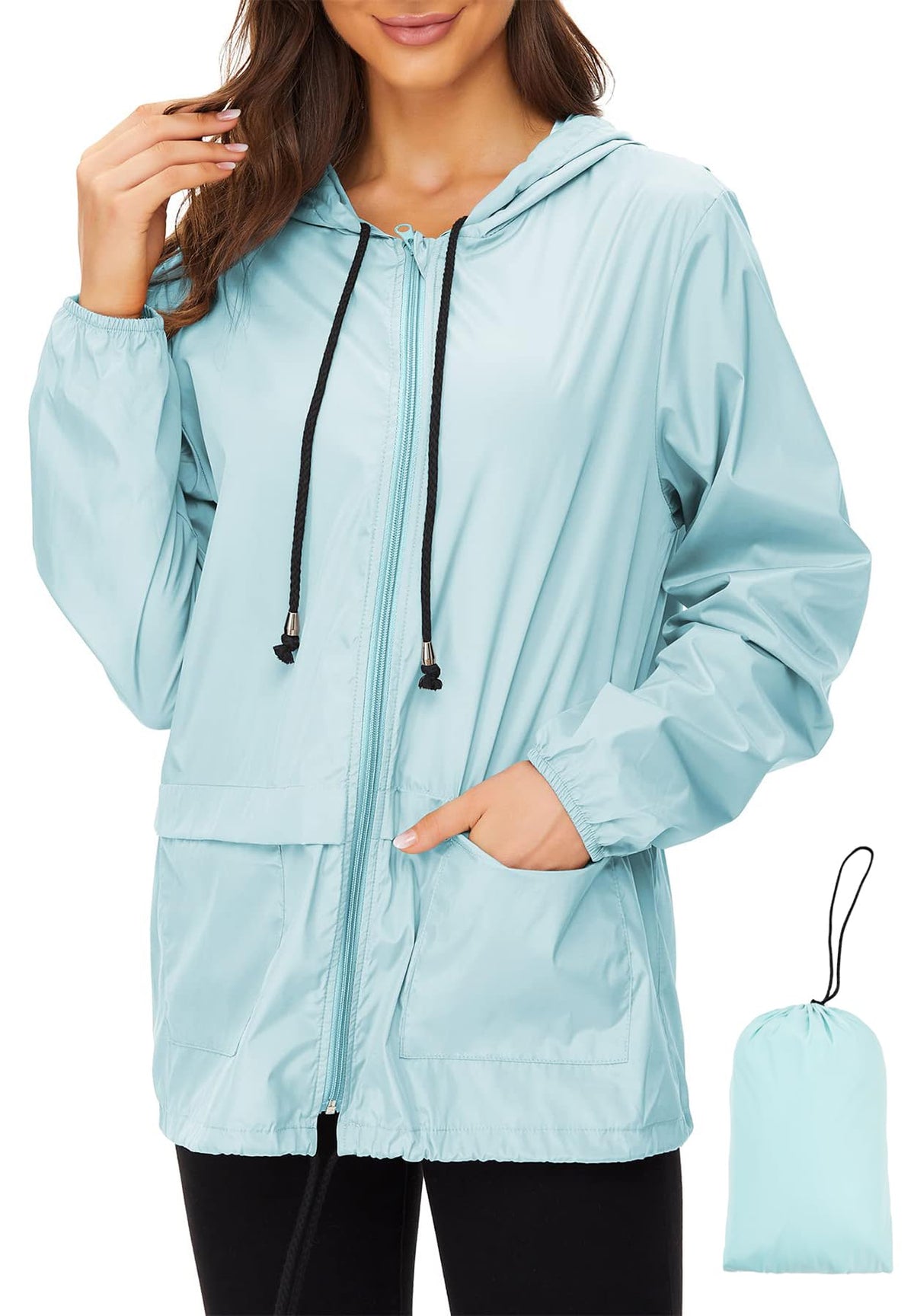 Zando Lightweight Rain Jacket Women Packable Waterproof Raincoat with Hood