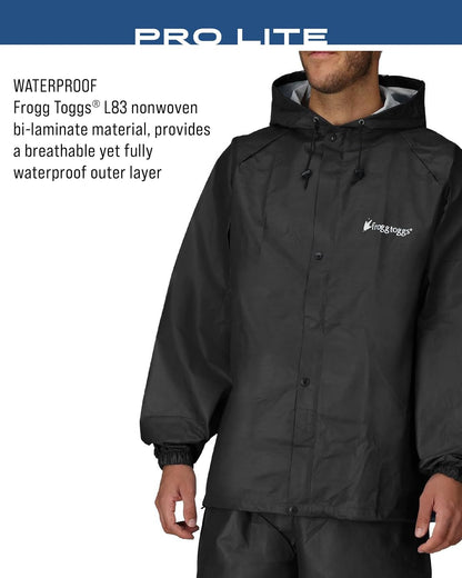 FROGG TOGGS Men's Pro Lite Rain Suit, Waterproof Rain Jacket and Pant Set