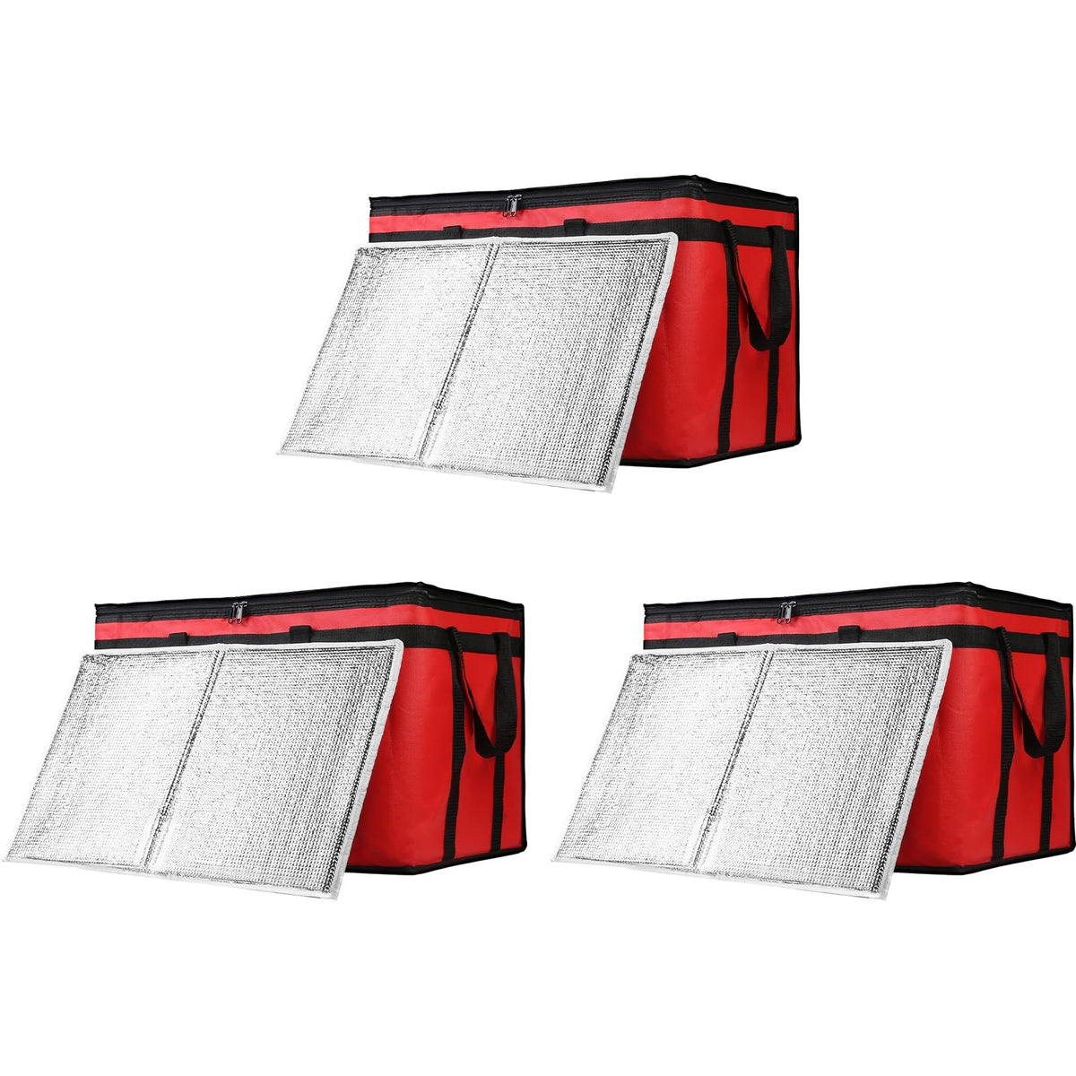 1-Pack Insulated Food Delivery Bag with Hard Bottom, 3X-Large, Black