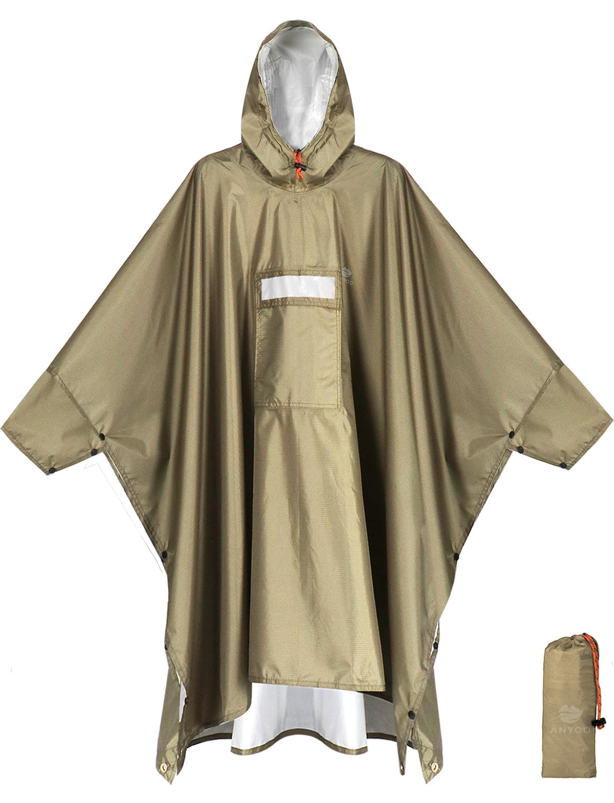 ANYOO Hooded Rain Poncho for Adult Waterproof Lightweight Raincoat