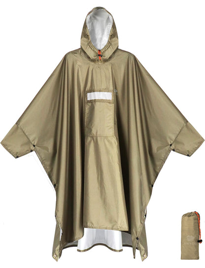 ANYOO Hooded Rain Poncho for Adult Waterproof Lightweight Raincoat