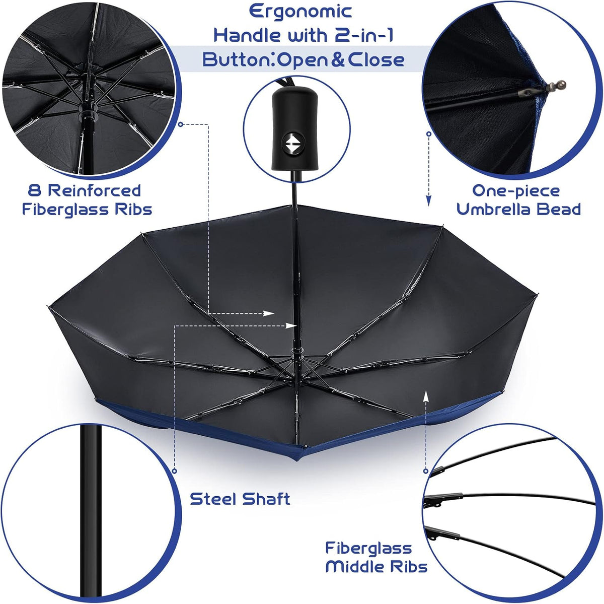Amylove Windproof Travel Umbrellas Bulk Auto Open