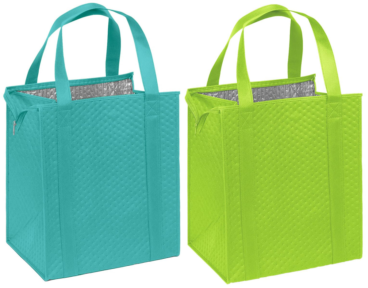 Mediz Hannah Direct Large Capacity Heavy Duty Insulated Smart Shopping Bag - Strong Reusable Grocery Tote 2 Pack