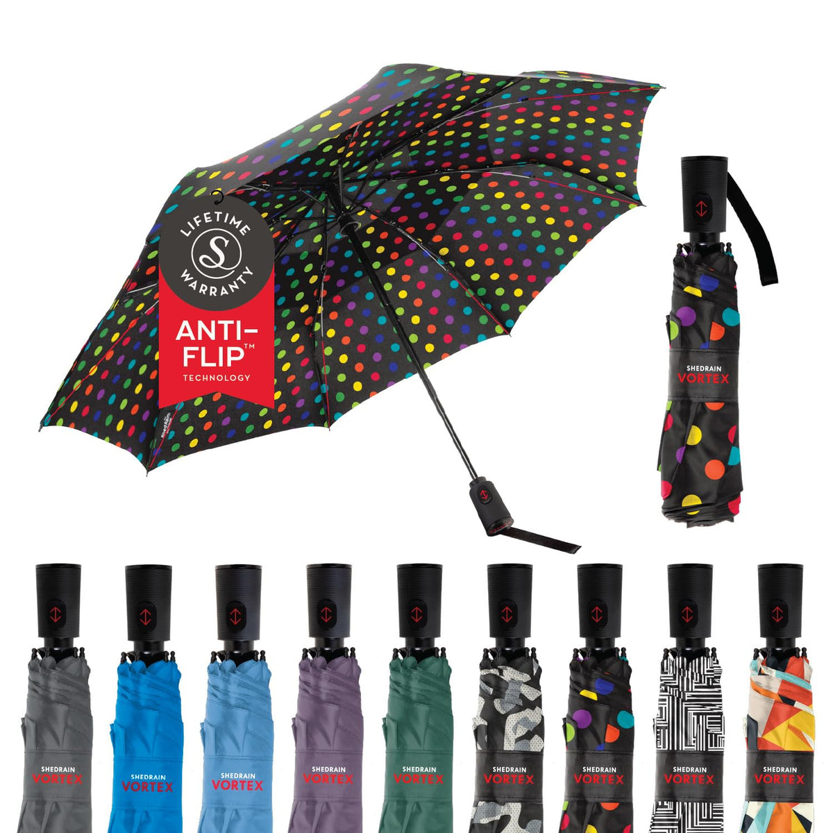 ShedRain Vortex Windproof Compact Travel Umbrella, Auto Open Close