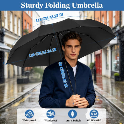 ZOMAKE Travel Umbrella Compact, 45 Inch Windproof Collapsible Portable Small Umbrella For Rain, Automatic Folding Umbrella Lightweight Packable Paraguas For Women Men (1Pc)