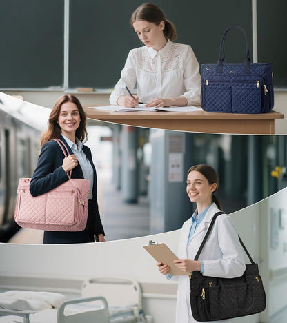 Bagstellar Teacher Tote Bag for Women, 15.6" Laptop Work Tote Computer Bag