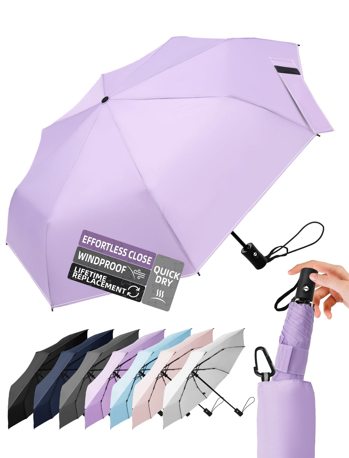 Travel Windproof Umbrella for rain Compact Small Travel size QuickDry