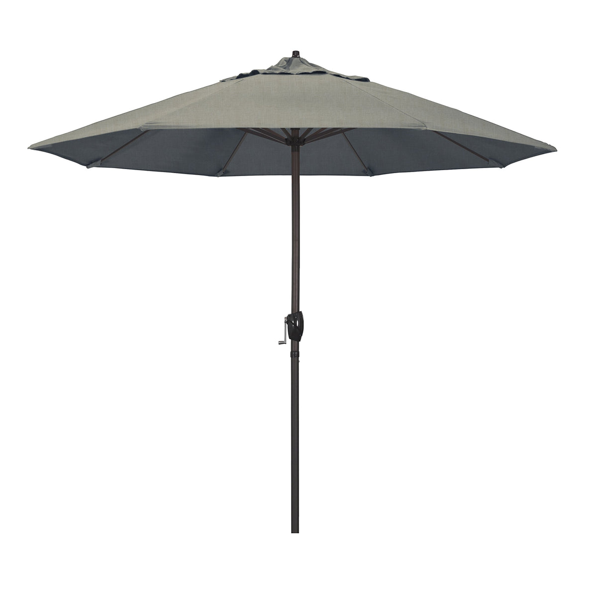California Umbrella 9' Rd Sunbrella Aluminum Patio Umbrella, Crank Lift, Auto Tilt, Bronze Pole, Pacific Blue