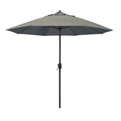 California Umbrella 9' Rd Sunbrella Aluminum Patio Umbrella, Crank Lift, Auto Tilt, Bronze Pole, Pacific Blue