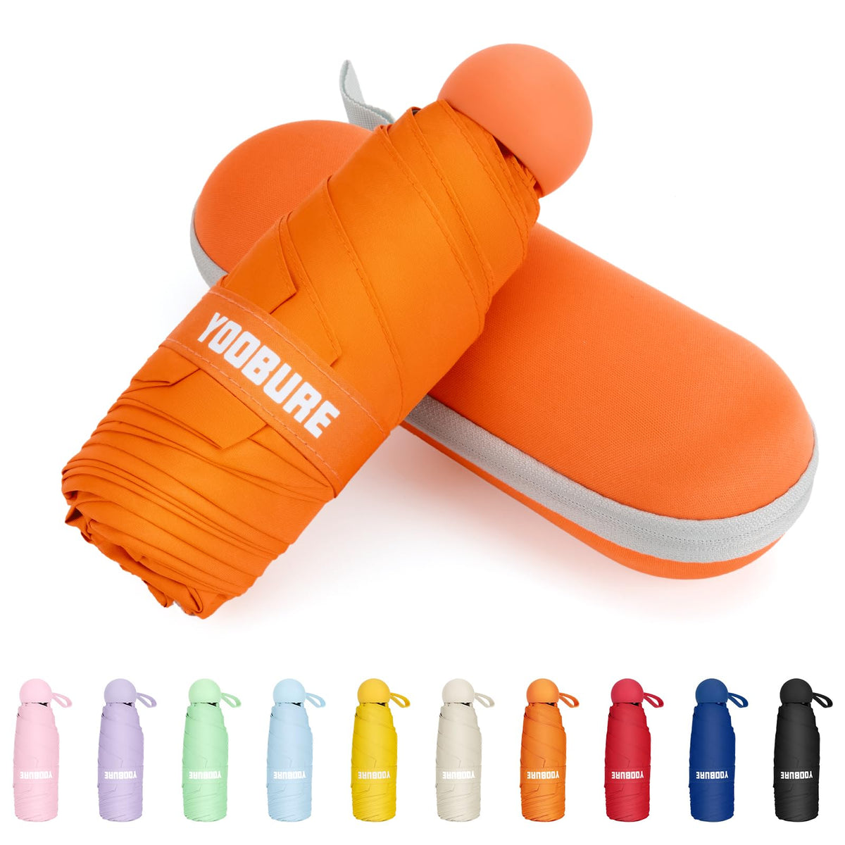 Yoobure Travel Umbrella Portable Compact Umbrellas, Pocket Mini for Purse, Umbrellas for UV Sun & Rain Small for Backpack, Umbrella with Case Folding for Kids Women