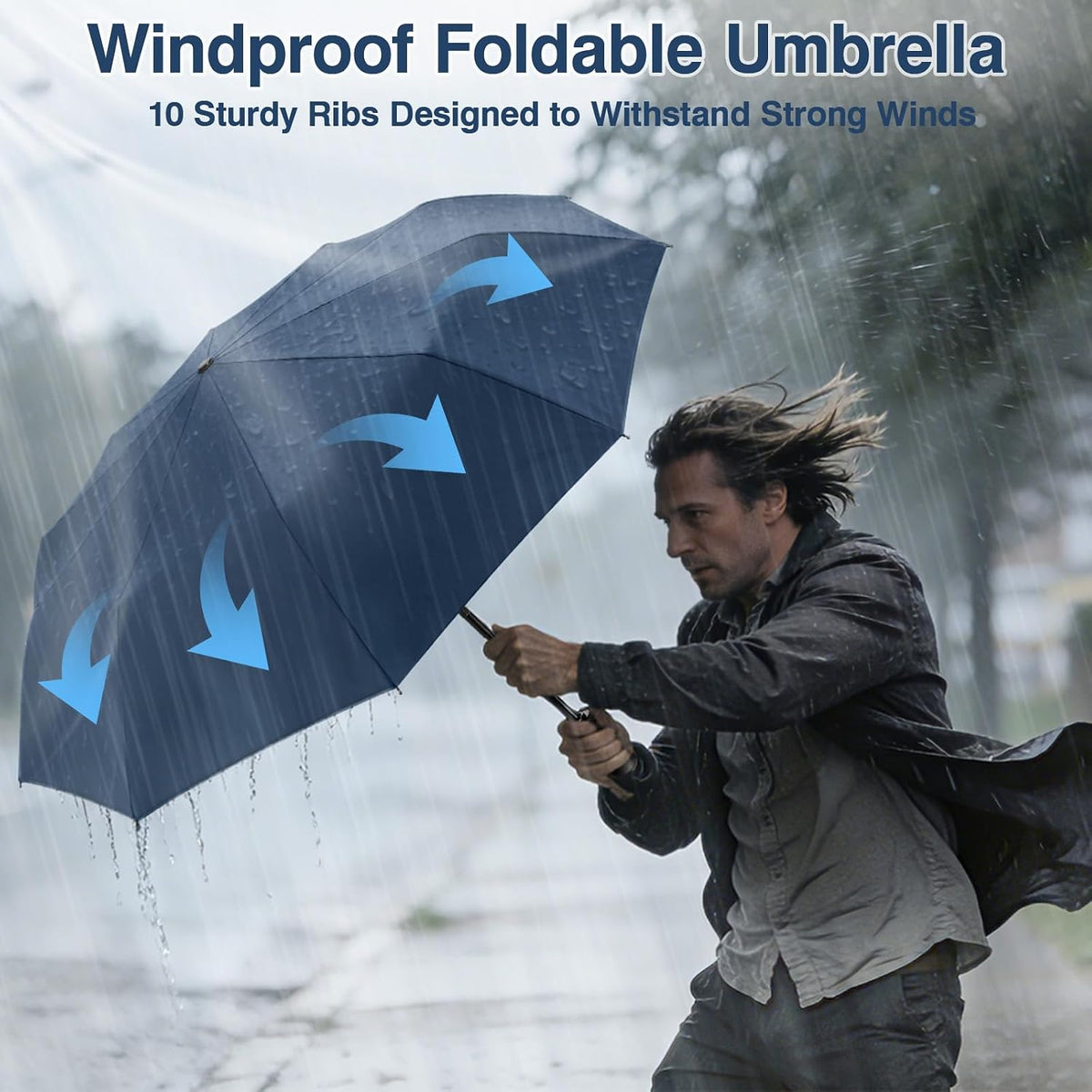 ZOMAKE Travel Umbrella Compact - 10 Ribs Portable Collapsible Umbrellas for Rain Windproof - Paraguas Automatic Small Folding Umbrella Lightweight Packable Umbrella for Women Men