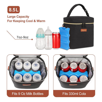 Mancro Breastmilk Cooler Bag with Ice Pack Fits 6 Baby Bottle Up to 9 Ounce