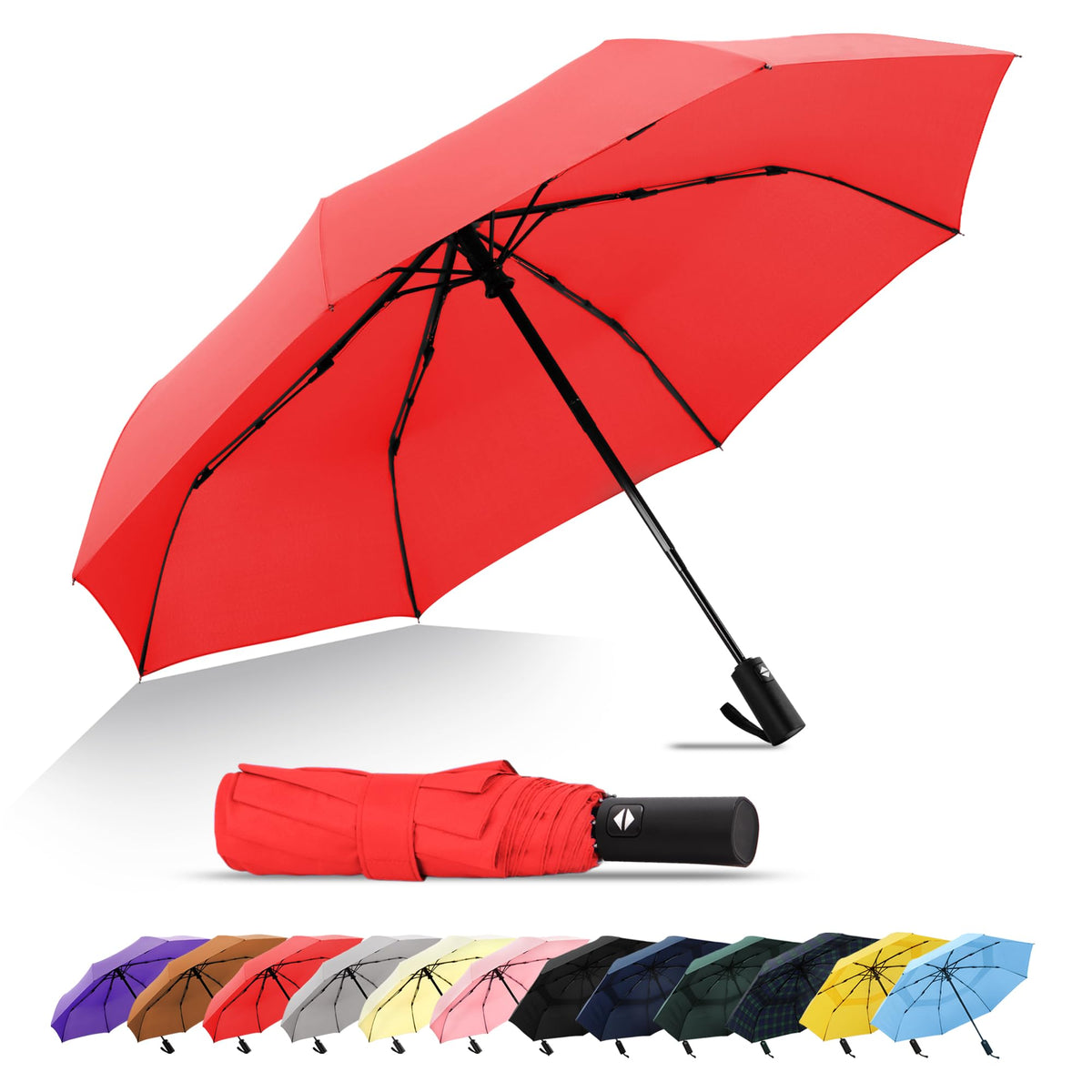 SoulRain Travel Umbrella - Compact Umbrella for Rain - Perfect Large Auto Folding Umbrella - Ideal Car umbrella, Small umbrella, and Travel Companion