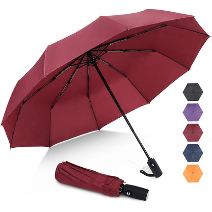 ZOMAKE Travel Umbrella Compact - 10 Ribs Portable Collapsible Umbrellas for Rain Windproof - Paraguas Automatic Small Folding Umbrella Lightweight Packable Umbrella for Women Men