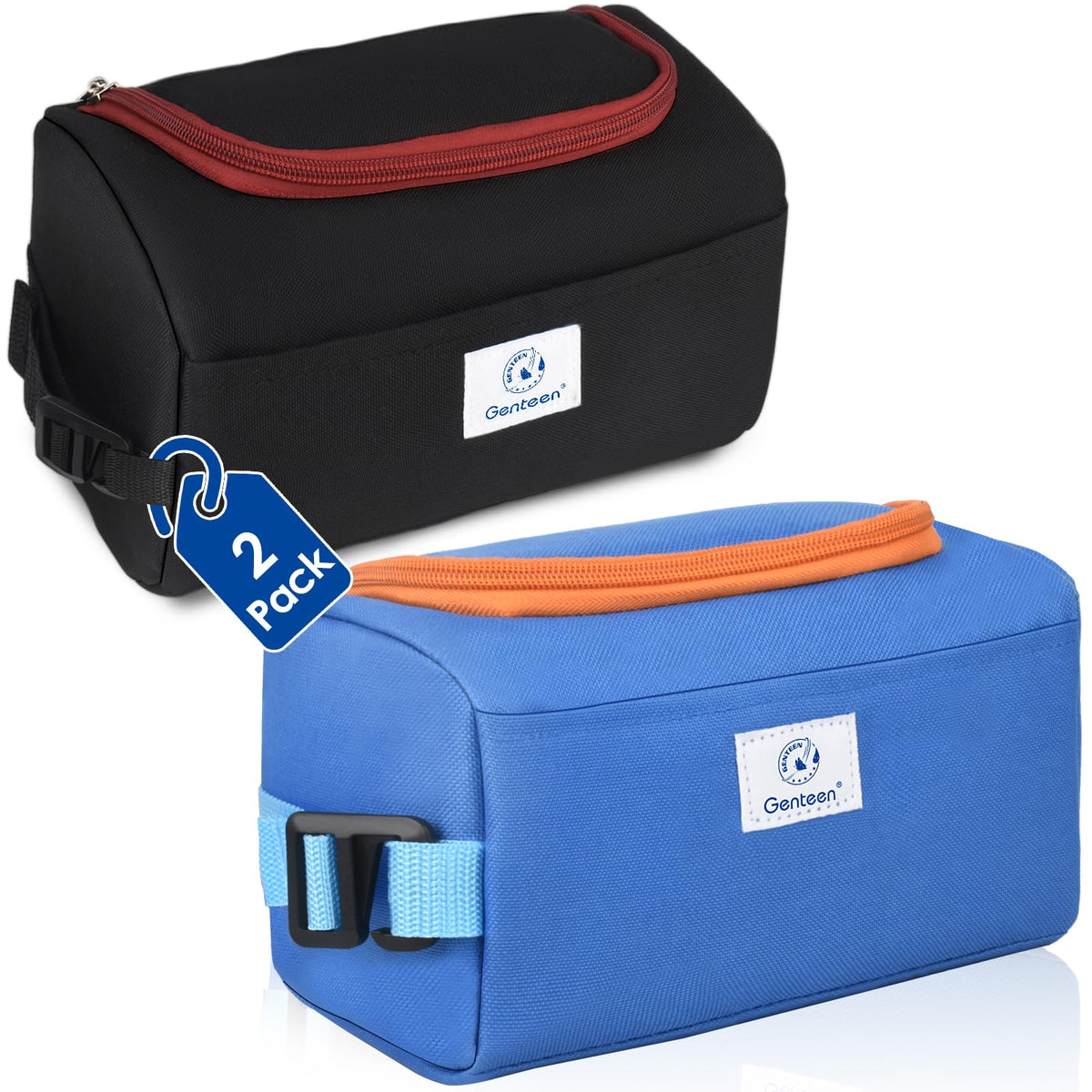 Genteen Small Cooler Bag with Ice Packs, Insulated Leakproof Reusable Lunch & Snack Tote, BPA free Thermal Cooler Bag for School, Travel, Work and Daily Use,Blue