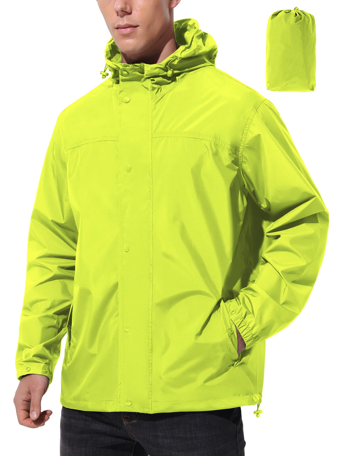 UIQUR Mens Lightweight Packable Waterproof Rain Jacket Windbreaker