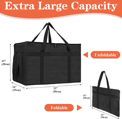 Insulated Bags for Food Delivery with Hard Bottom, XXXL Pizza Cooler Bags