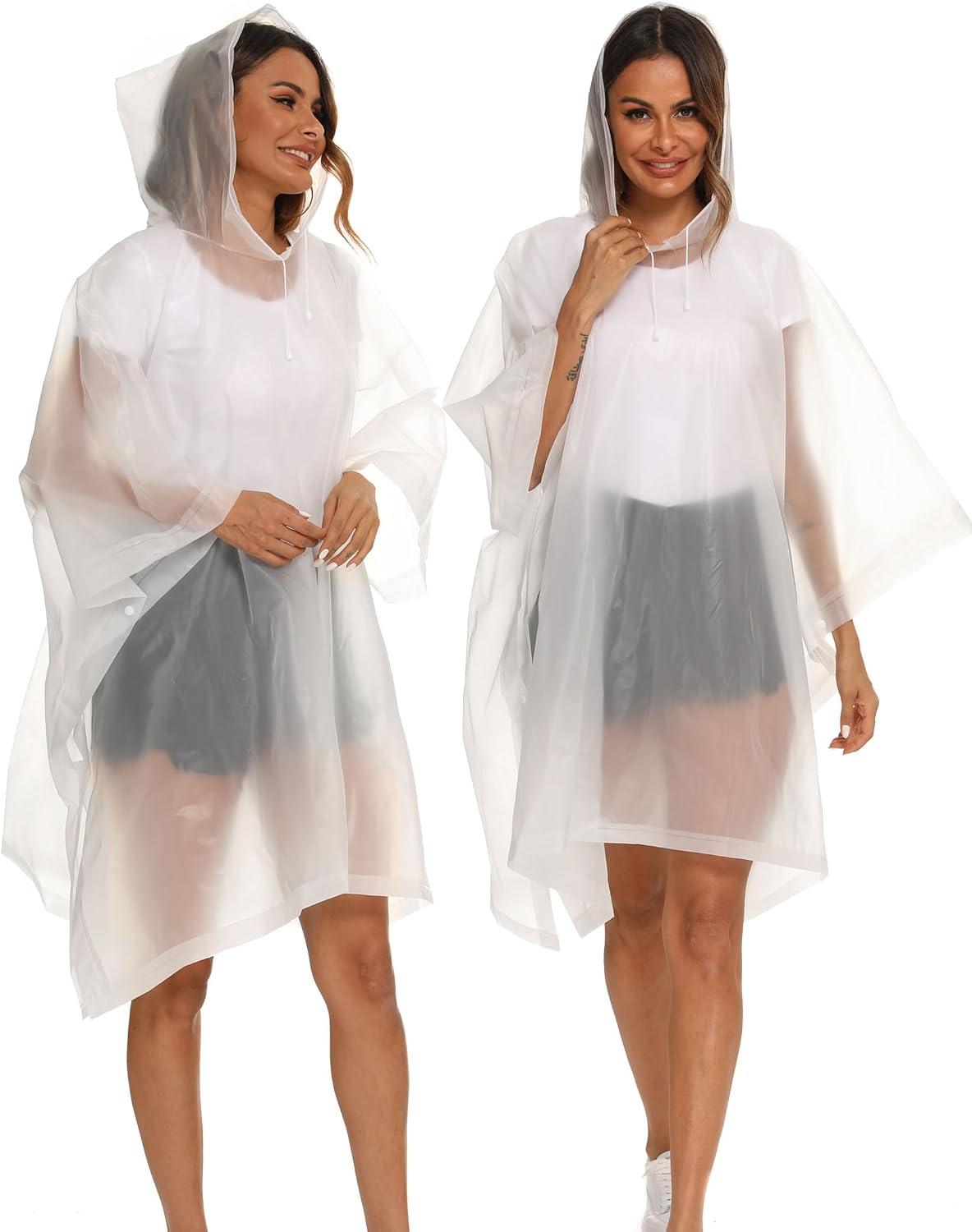 2 Pack Rain Ponchos for Adults Reusable - Raincoats Survival Emergency Heavy Duty Rain Coat with Drawstring Hood