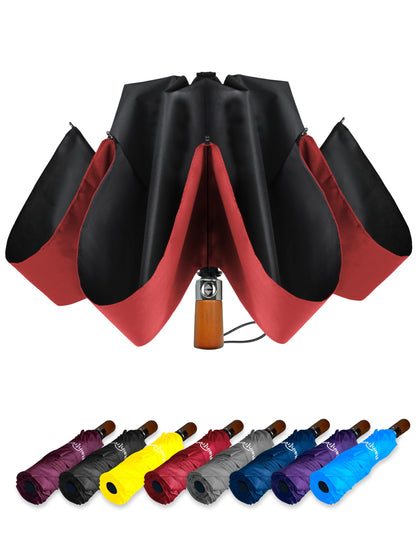 Raintrend Windproof Travel Umbrellas for Rain Automatic +10% Bigger Canopy Strong Frame Compact Folding Portable Umbrella for Women Men Backpack Purse