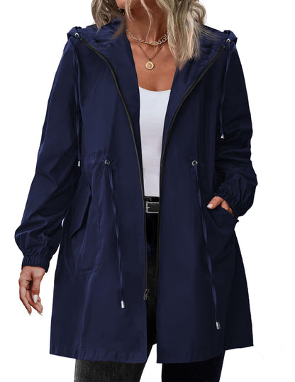 IN'VOLAND Women's Rain Jacket Plus Size Long Raincoat Waterproof Jackets