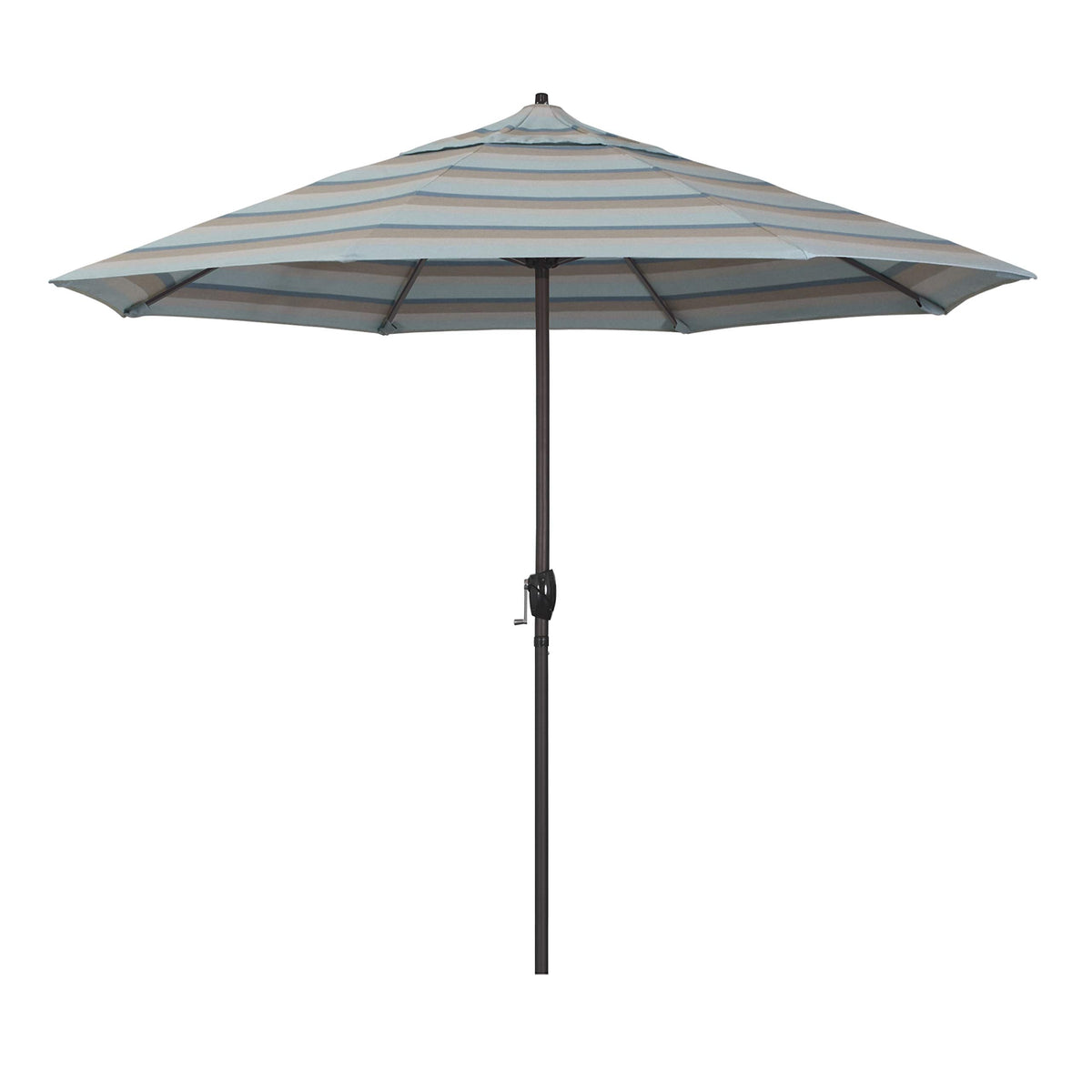 California Umbrella 9' Rd Sunbrella Aluminum Patio Umbrella, Crank Lift, Auto Tilt, Bronze Pole, Pacific Blue