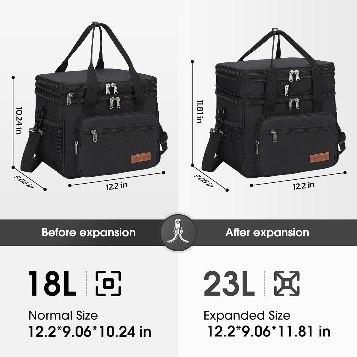 Maelstrom 23L Insulated Lunch Box, Expandable Double Deck Cooler Bag