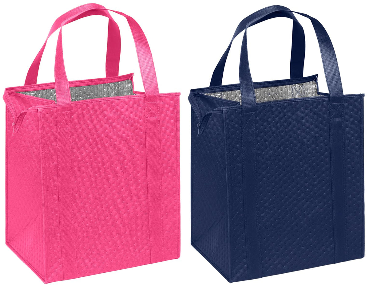 Mediz Hannah Direct Large Capacity Heavy Duty Insulated Smart Shopping Bag - Strong Reusable Grocery Tote 2 Pack