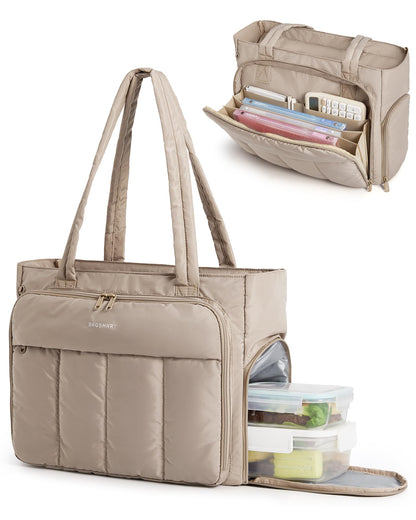 BAGSMART Puffer Tote Bag for Women, 21L/26L Work Tote Shoulder Handbag