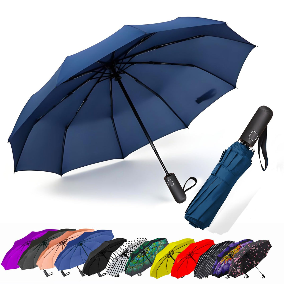 SIEPASA Windproof Travel Compact Umbrella-Automatic Umbrellas for Rain-Compact Folding Umbrella, Travel Umbrella Compact, Small Portable Windproof Umbrellas for Men Women Teenage. (Purple)