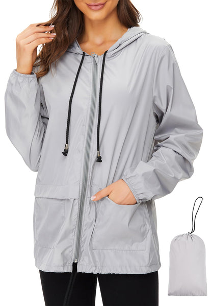 Zando Lightweight Rain Jacket Women Packable Waterproof Raincoat with Hood