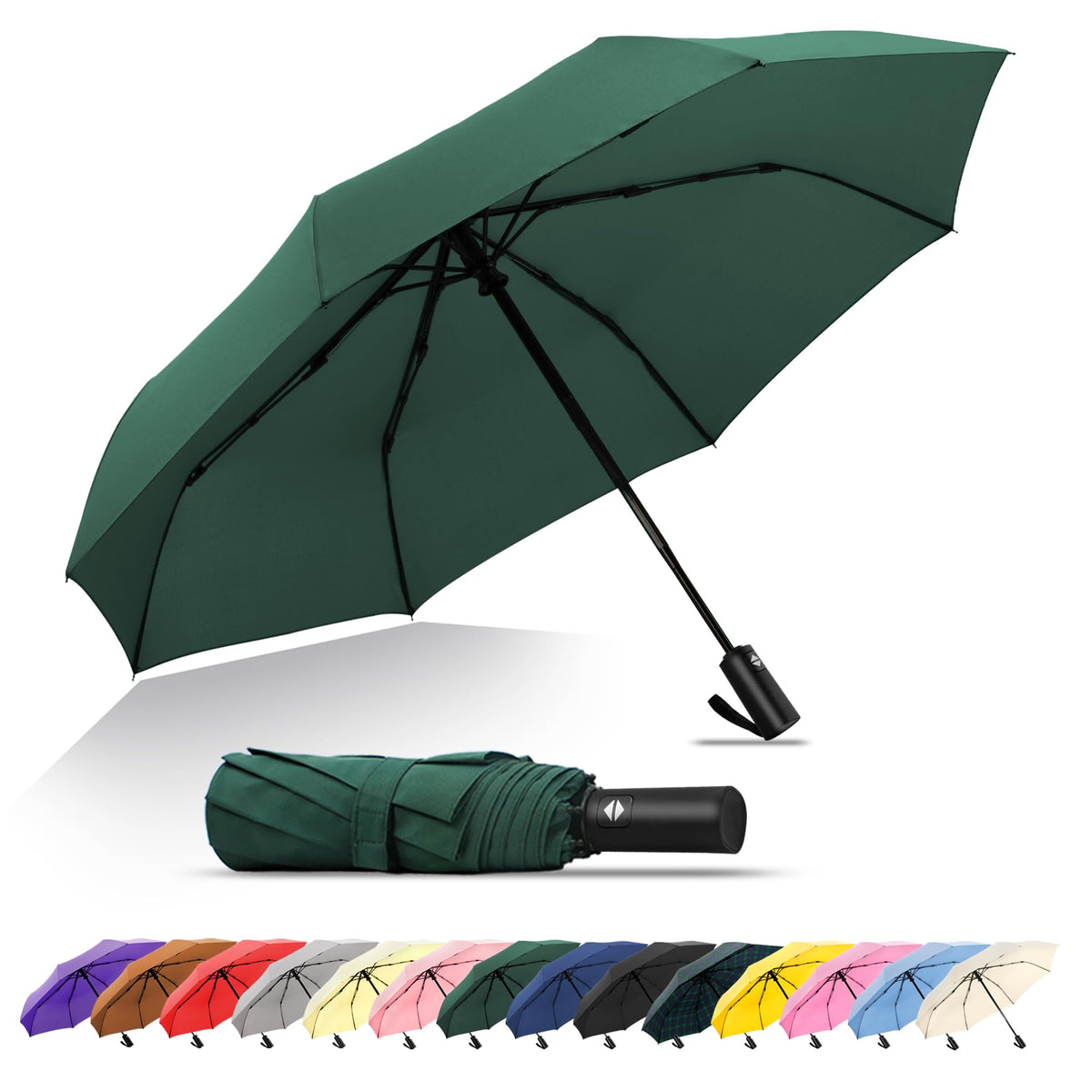 SoulRain Travel Umbrella - Compact Umbrella for Rain - Perfect Large Auto Folding Umbrella - Ideal Car umbrella, Small umbrella, and Travel Companion