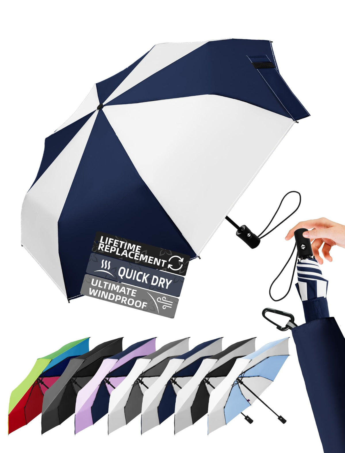 Travel Windproof Umbrella for rain Compact Small Travel size QuickDry