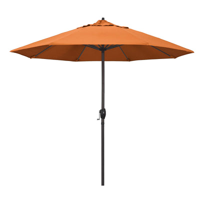 California Umbrella 9' Rd Sunbrella Aluminum Patio Umbrella, Crank Lift, Auto Tilt, Bronze Pole, Pacific Blue