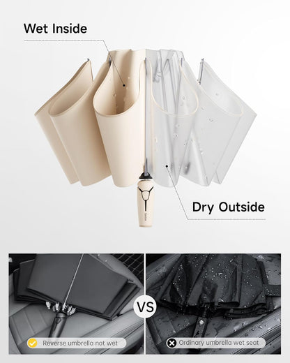 Windproof Travel Umbrella for Rain, Withstand 85MPH Winds, 52 Inch Automatic Reverse Fold Umbrellas Easy Auto Open Close, Portable Compact Umbrella Includes Cover Bag, Perfect for Travel, Car, Commute, Women Men, Backpack