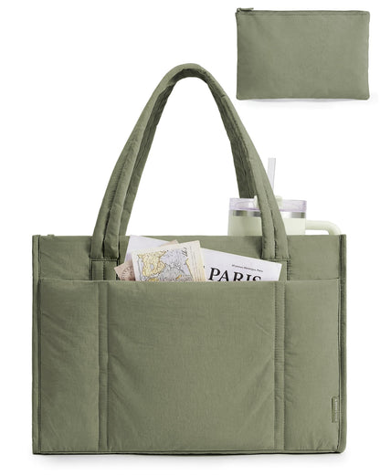 BAGSMART Puffer Tote Bag for Women, 21L/26L Work Tote Shoulder Handbag