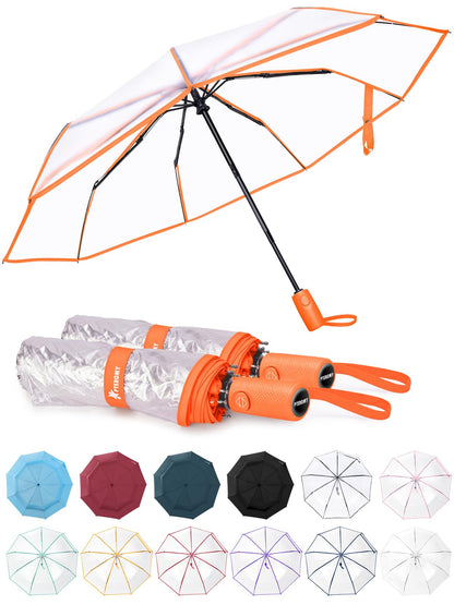 PTEROMY Windproof Travel Umbrellas for Rain and Sun, Withstands 85MPH Winds Auto Open Close Folding Umbrella with Ergonomic Handle, Quick Dry Canopy for Commuting or Backpack