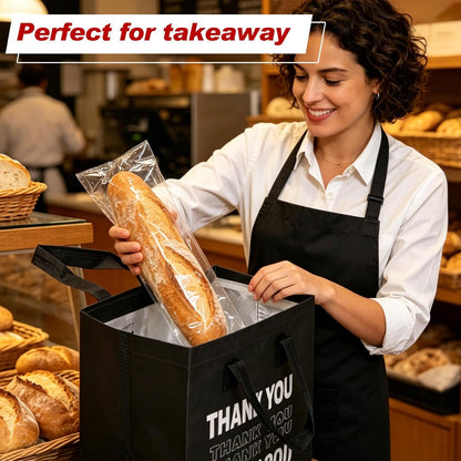 80 Pcs Thank You Insulated Bags for Food Delivery Bulk Insulated Take Away Bags Bulk Thermal Bagss for Cold and Hot Food for Pizza Milk Seafood Coffee Catering Restaurant Grocery 9. 5 x 9. 5 x 6 Inch