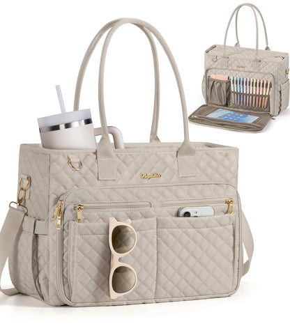 Bagstellar Teacher Tote Bag for Women, 15.6" Laptop Work Tote Computer Bag