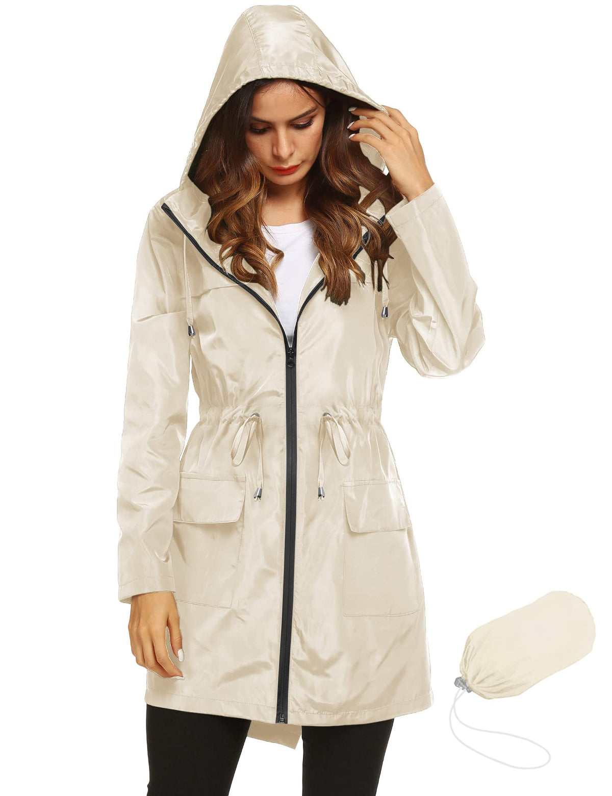 Lomon Women Waterproof Lightweight Rain Jacket Active Outdoor Hooded Raincoat