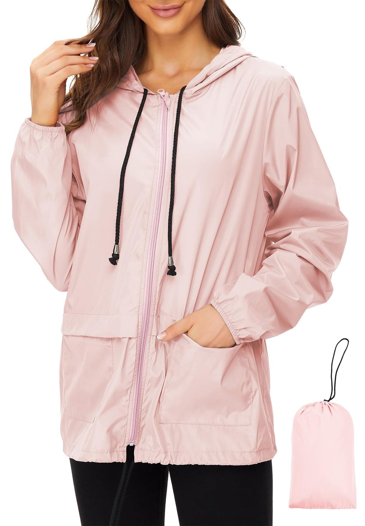 Zando Lightweight Rain Jacket Women Packable Waterproof Raincoat with Hood