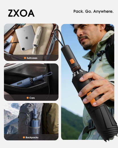 Windproof Reverse Folding Travel Umbrella for Rain, Compact