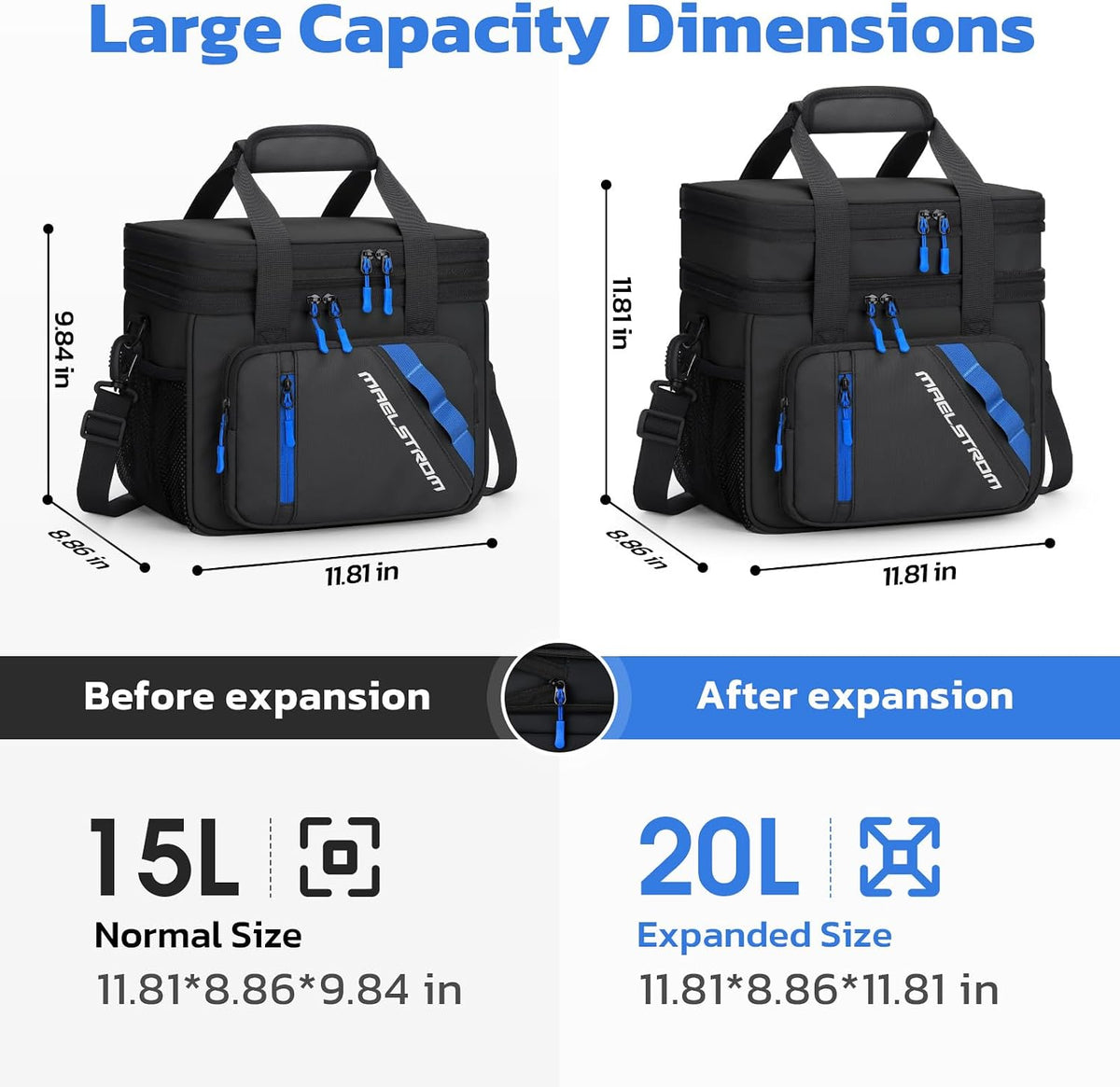 Maelstrom Insulated Lunch Box, 20L Double Deck Cooler Bag for Men Women
