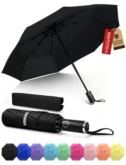 Yoobure Compact Travel Umbrella, Windproof Automatic Folding UV Sun & Rain