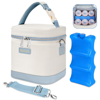 Mancro Breastmilk Cooler Bag with Ice Pack Fits 6 Baby Bottle Up to 9 Ounce