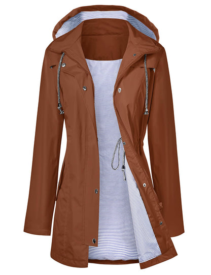 LOMON Raincoat Women Waterproof Long Hooded Trench Coats Lined Windbreaker Travel Jacket S-XXL