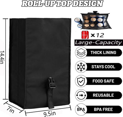 ZM-YOUTOO Insulated Foldable Lunch Bag- Lightweight Portable with Adjustable Shoulder Strap Lunch Box for Men, Women, Office, Work, Picnic, Hiking and Beach
