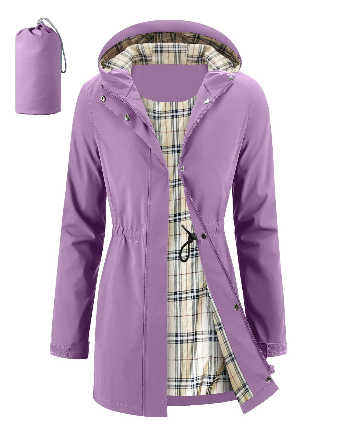 iCreek Women's Long Rain Jacket Waterproof Packable Hooded Windbreaker
