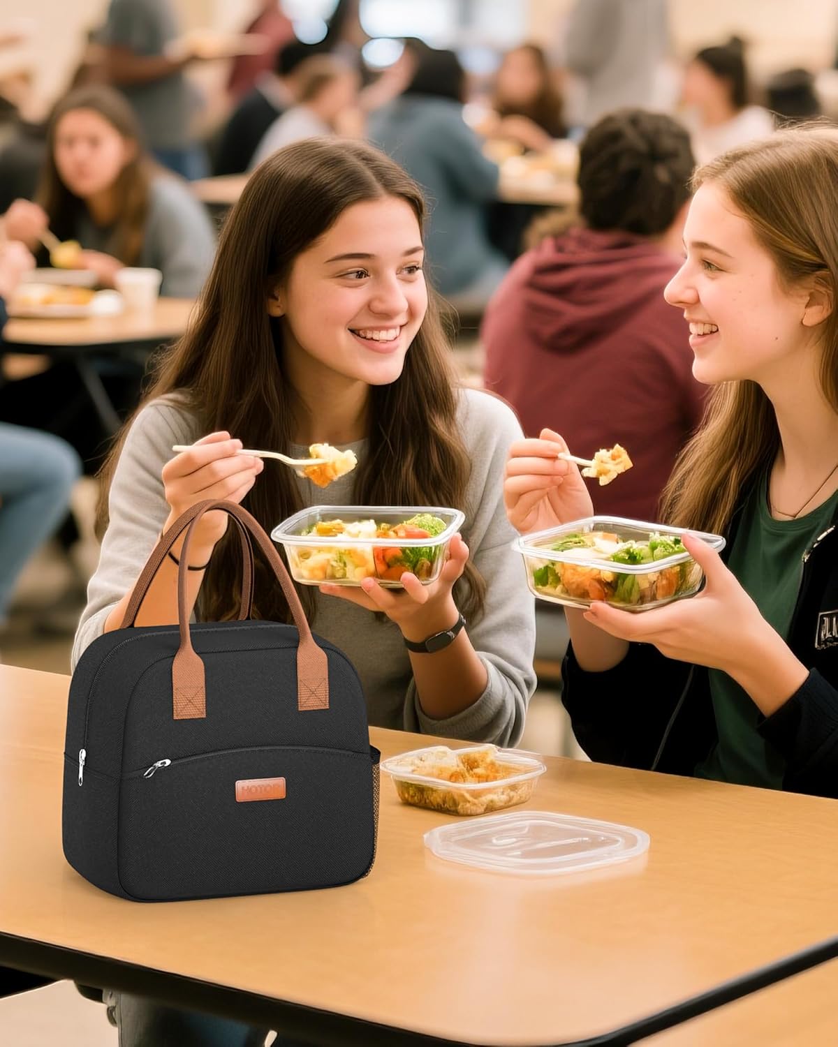 HOTOR Lunch Bag Women Men Insulated Lunch Box Black 10L